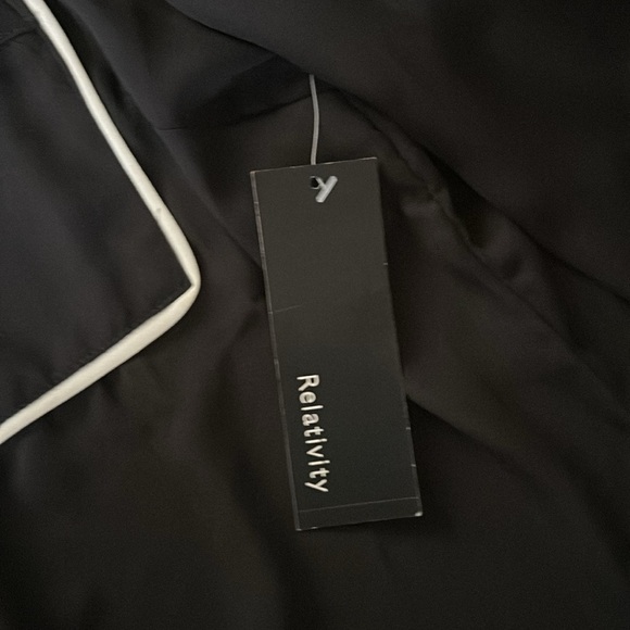 Sheer Black & White Blouse with Roll Tab Sleeves and Chest Pockets - Picture 5 of 14